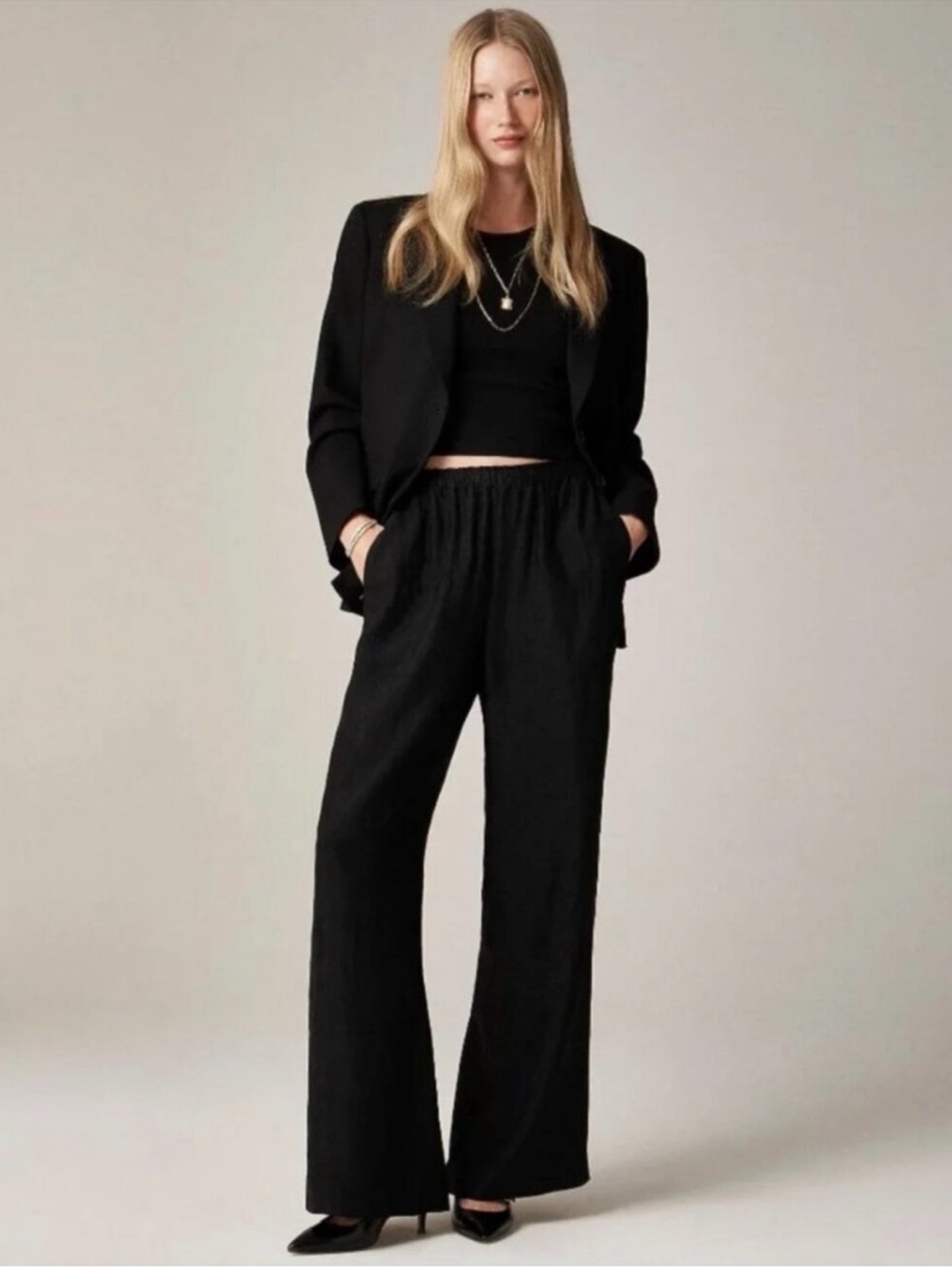 J. Crew Stratus Pant - Black Wide-Leg